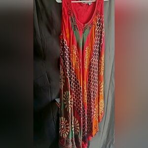 Just Cruising Boho Red Multicolor One Size Dress